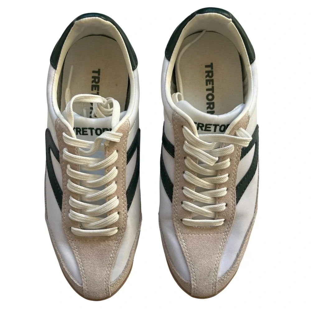 Tretorn Rawlins 2.0 Women Sneaker White Green Beige Suede Retro Casual Shoes 7.5